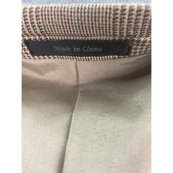 Vintage Ralph Lauren Sport Coat 48 L Beige Silk Wool Glen Plaid Designer LRL - Picture 9 of 13